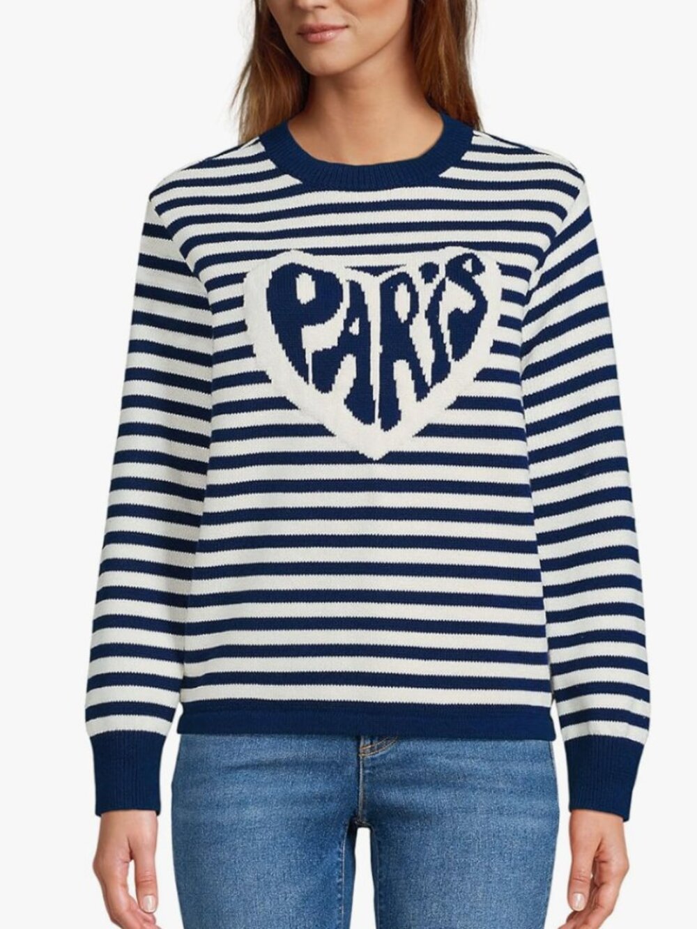 Lands' End Women's Drifter Jacquard Crew Neck Sweater